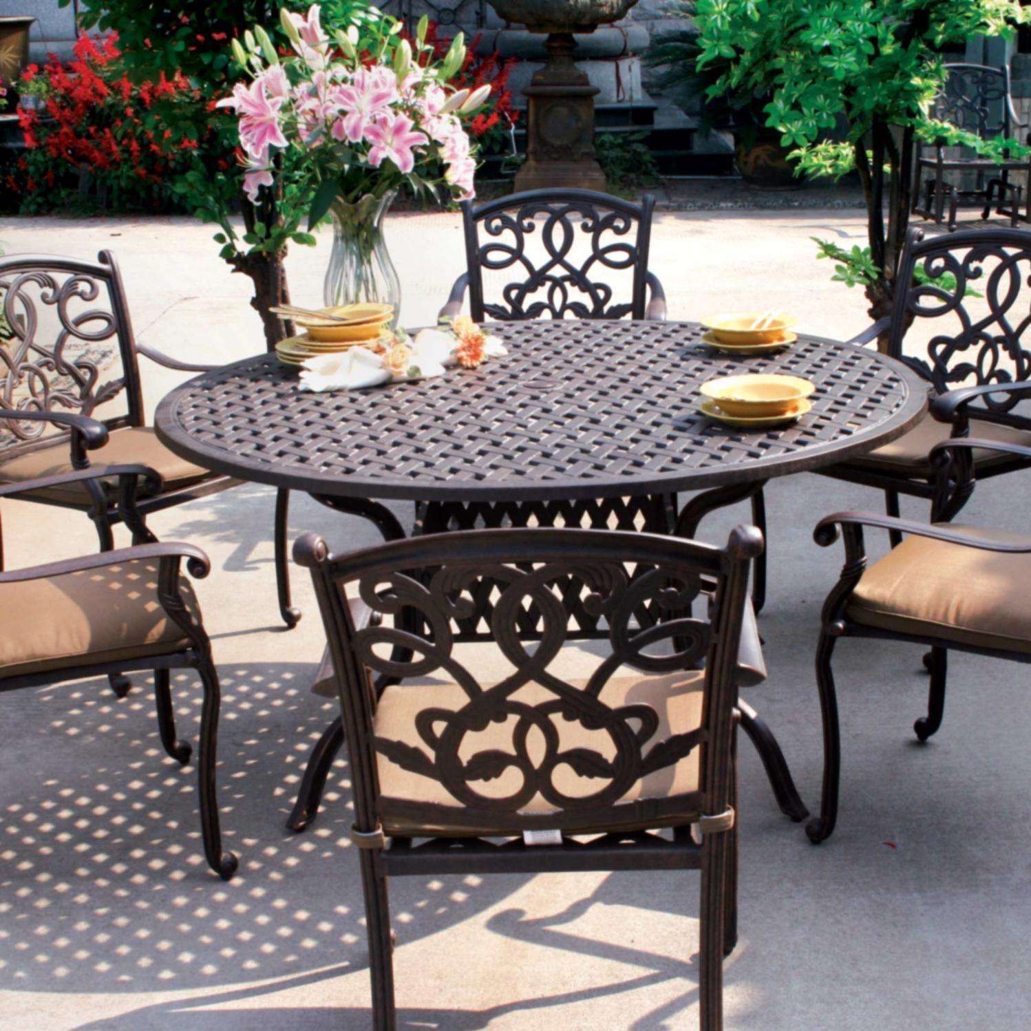 Darlee Santa Monica 7 Piece Round Aluminum Patio Dining Set