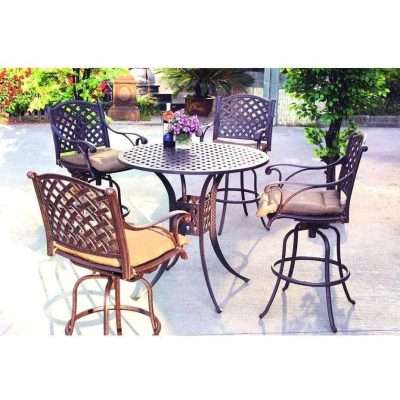Darlee Nassau 5 Piece Cast Aluminum Patio Bar Set