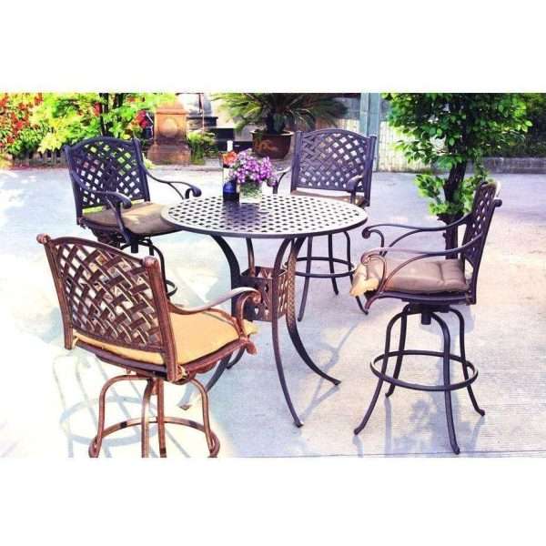 Darlee Nassau 5 Piece Cast Aluminum Patio Bar Set