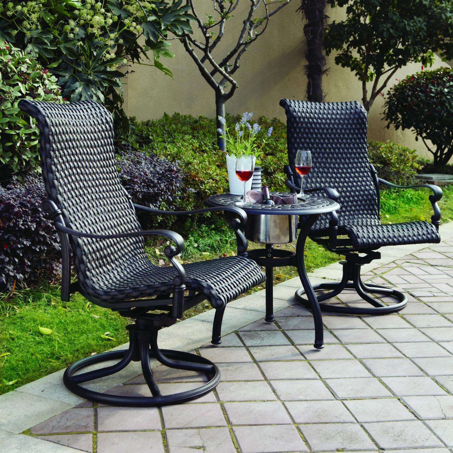 Darlee Victoria 3 Piece Resin Wicker Bistro Set with Ice Bucket Insert