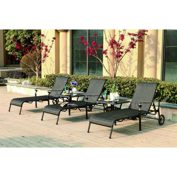Darlee Victoria 5 Piece Resin Wicker Patio Chaise Lounge Set