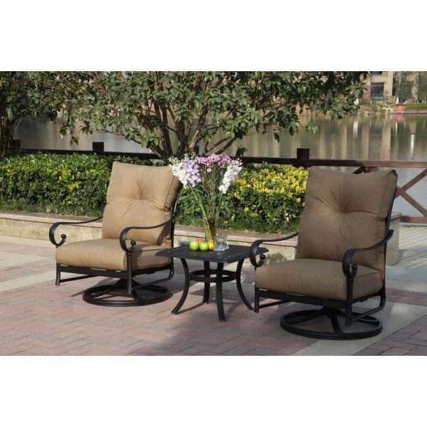 Darlee Santa Anita 3 Piece Aluminum Patio Conversation Seating Set