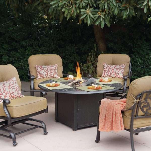 Darlee Elisabeth 5 Piece Aluminum Fire Pit Conversation Set