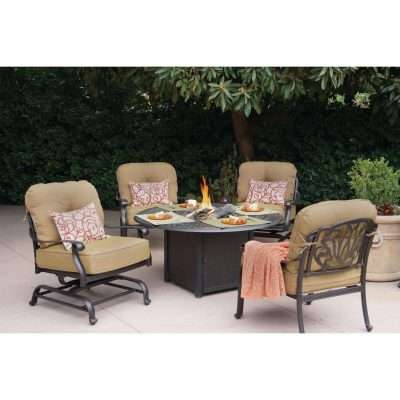 Darlee Elisabeth 5 Piece Aluminum Fire Pit Conversation Set