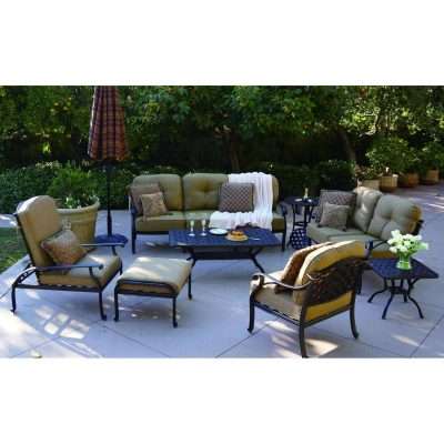 Darlee Nassau 8 Piece Cast Aluminum Conversation Seating Set