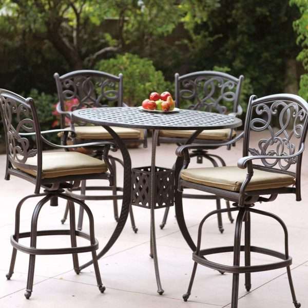 Darlee Santa Monica 5 Piece Cast Aluminum Patio Bar Set
