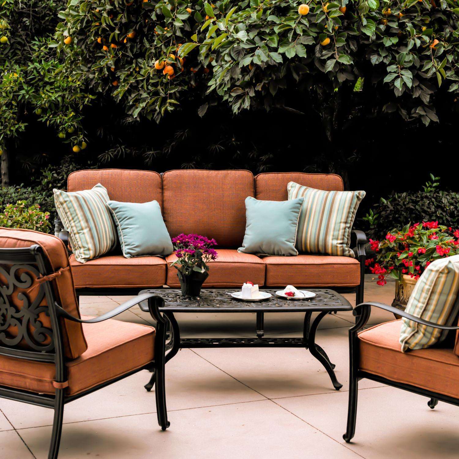 Darlee St. Cruz 4 Piece Aluminum Patio Conversation Seating Set