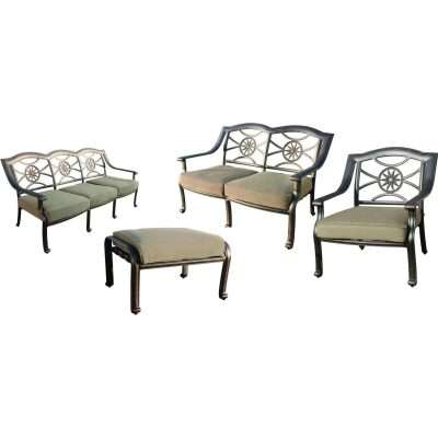 Darlee Ten Star 4 Piece Aluminum Patio Conversation Seating Set