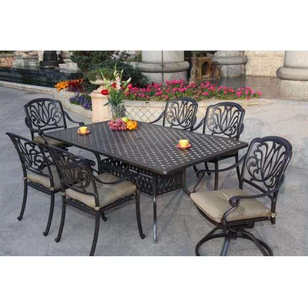 Darlee Elisabeth 7 Piece Cast Aluminum Patio Dining Set