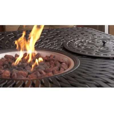 Darlee Santa Anita 9 Piece Cast Aluminum Patio Fire Pit Dining Set