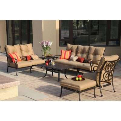 Darlee Santa Anita 6 Piece Aluminum Patio Conversation Seating Set