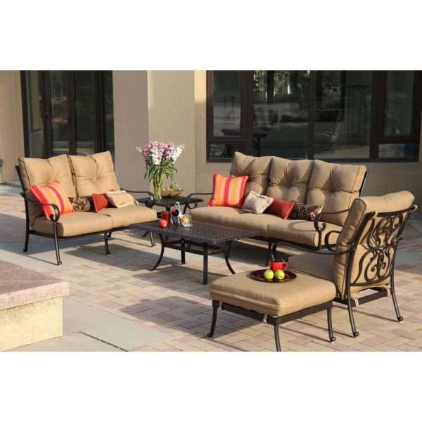 Darlee Santa Anita 6 Piece Aluminum Patio Conversation Seating Set