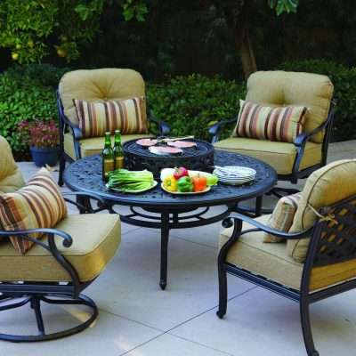Darlee Nassau 5 Piece Patio Fire Pit Conversation Seating Set