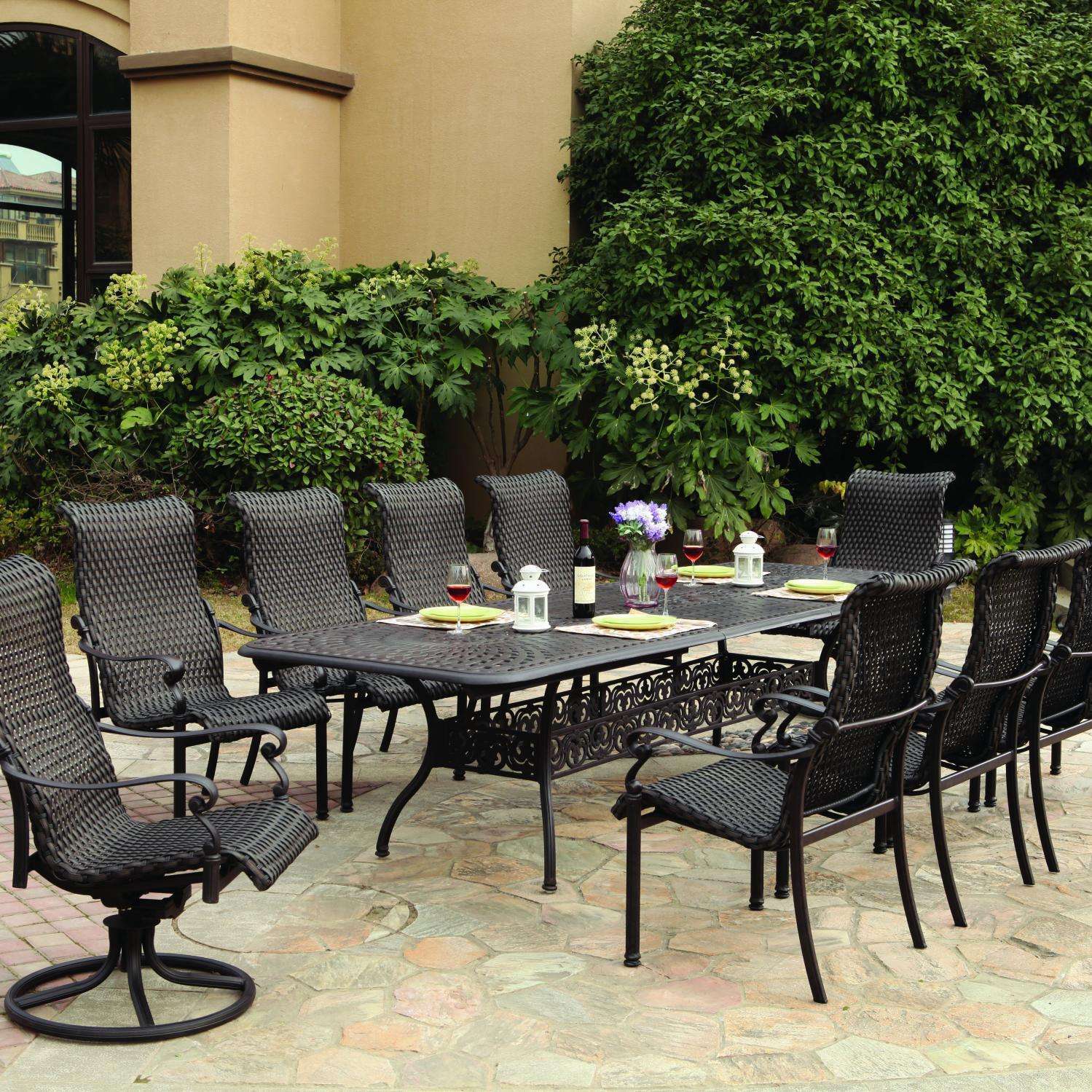 Darlee Victoria 11 Piece Resin Wicker Patio Dining Set W Extension Darlee Victoria 11 Piece Resin Wicker Patio Dining Set