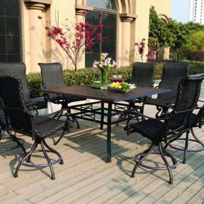 Darlee Victoria 9 Piece Resin Wicker Counter Height Dining Set