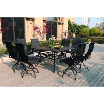 Darlee Victoria 9 Piece Resin Wicker Counter Height Dining Set