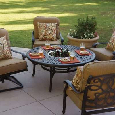 Darlee Santa Monica 5 Piece Aluminum Patio Fire Pit Set