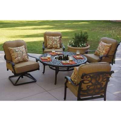 Darlee Santa Monica 5 Piece Aluminum Patio Fire Pit Set