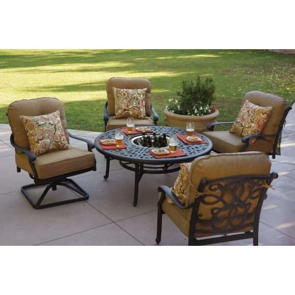 Darlee Santa Monica 5 Piece Aluminum Patio Fire Pit Set