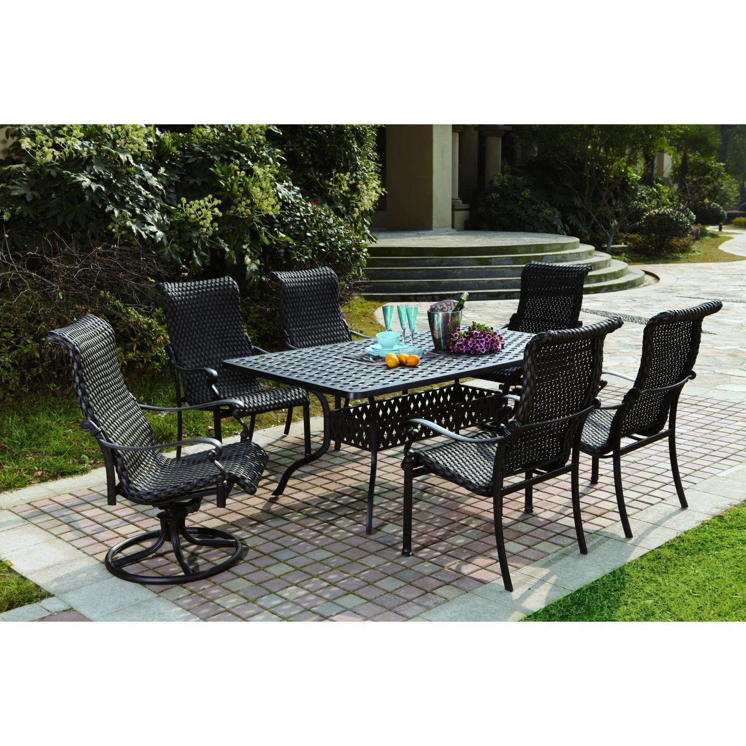 Darlee Victoria 7 Piece Resin Wicker Patio Dining Set