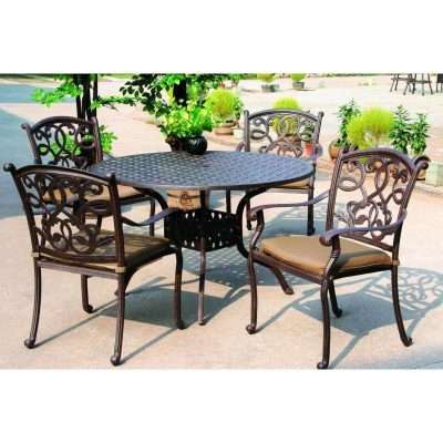 Darlee Santa Monica 5 Piece Cast Aluminum Patio Dining Set