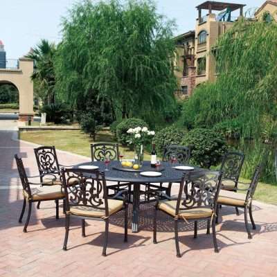 Darlee Santa Barbara 9 Piece Lazy Susan Patio Dining Set