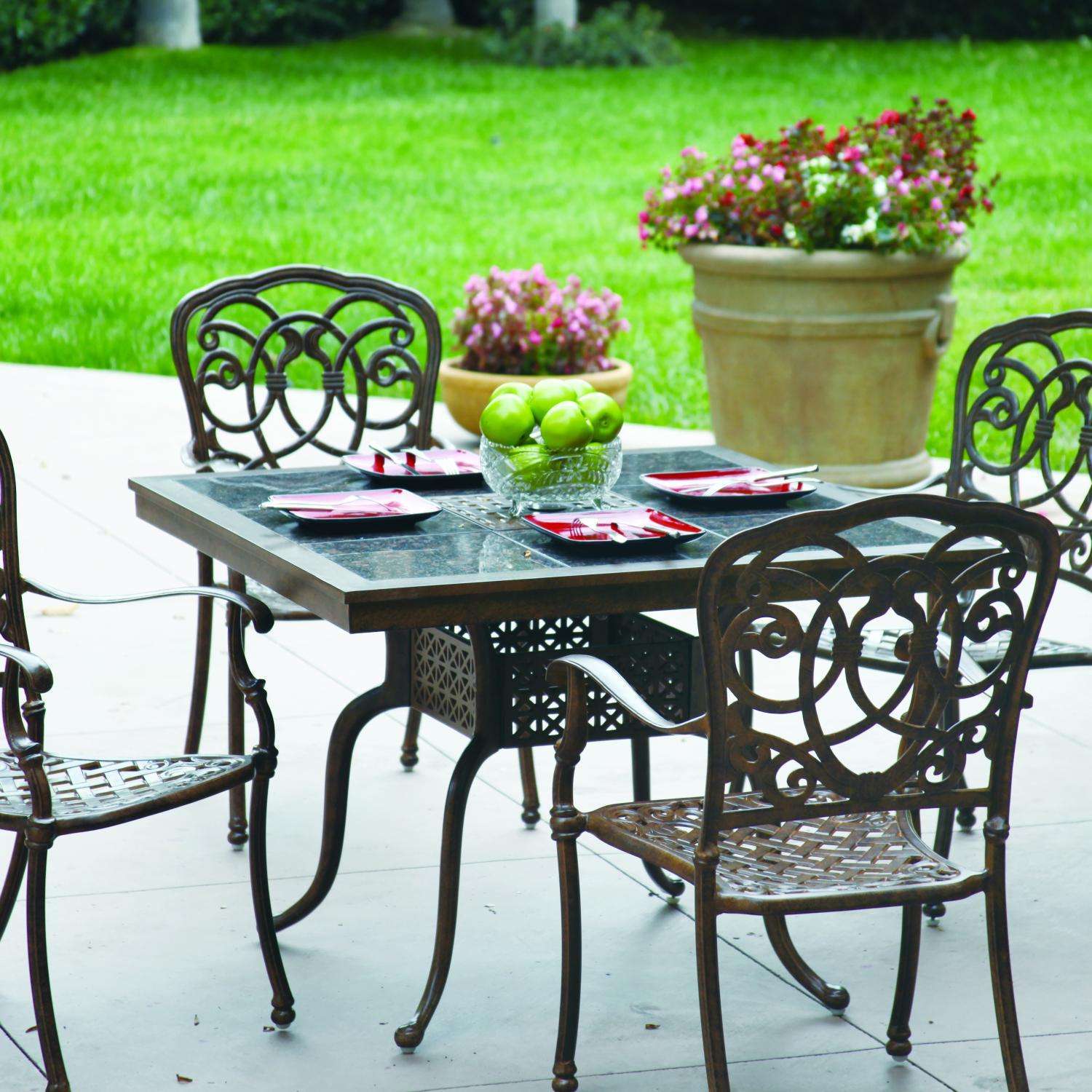 Darlee Florence 5 Piece Granite Top Patio Dining Set