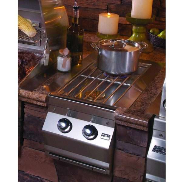 Fire Magic Aurora Built-In Propane Gas Double Side Burner - Installed In An Outdoor Kitchen