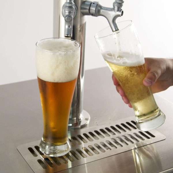 Fire Magic 24 Inch Left Hinged Outdoor Built-In Dual Tap Kegerator - Pouring