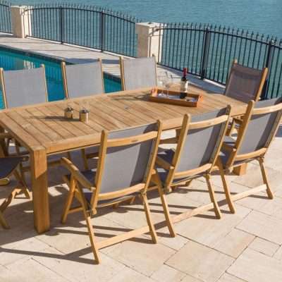 Royal Teak Collection Gray Florida Sling Adjustable Arm Dining Chair – FLGR