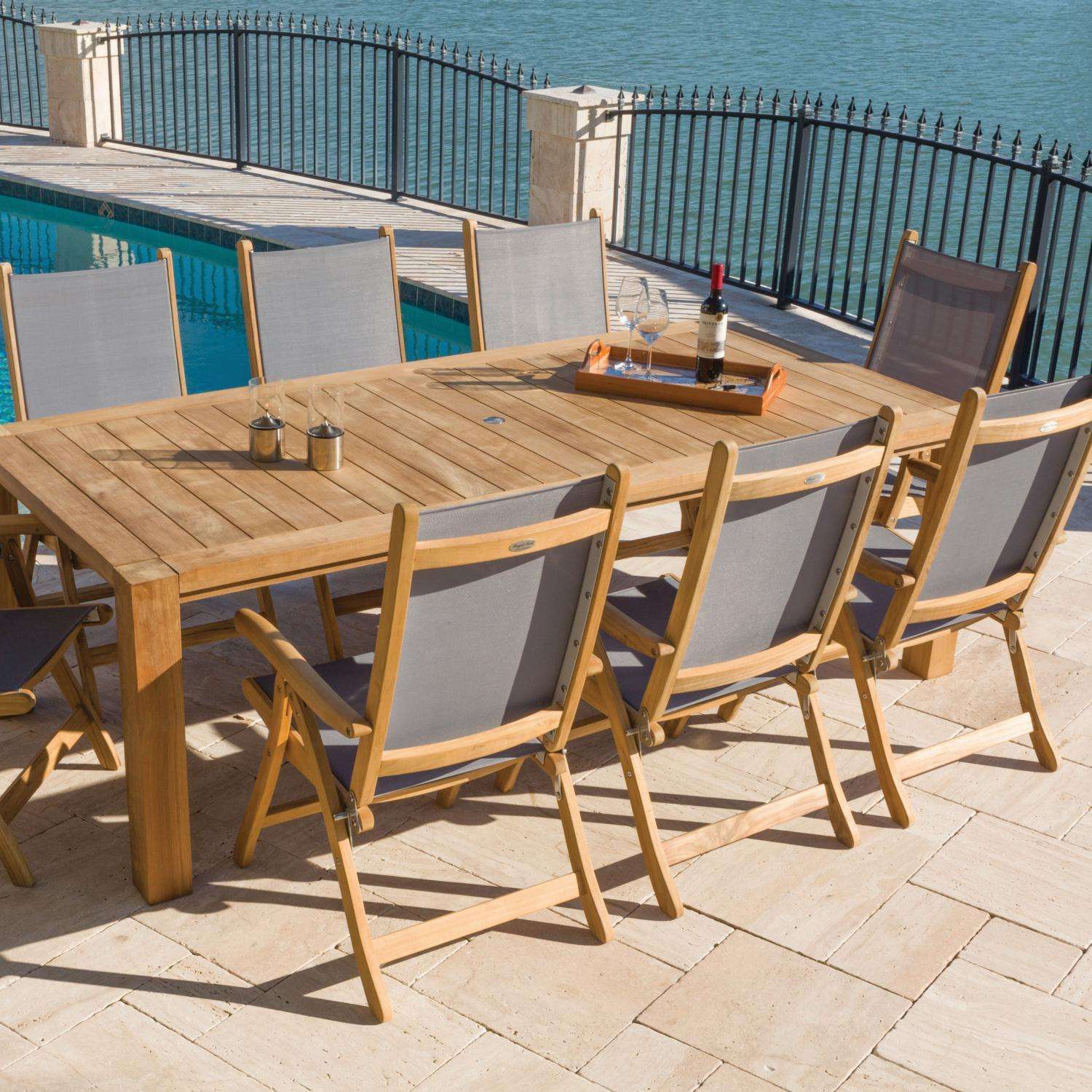 floridalsling-2 Royal Teak Collection Gray Florida Sling Adjustable Arm Dining Chair – FLGR