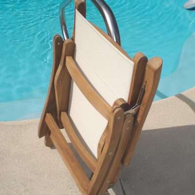 Royal Teak Collection Gray Florida Sling Adjustable Arm Dining Chair