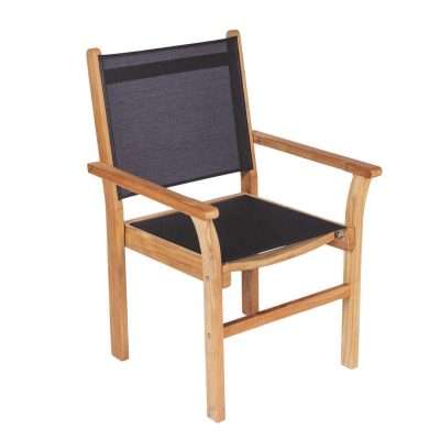 Royal Teak Collection Black Captiva Sling Stackable Dining Arm Chair