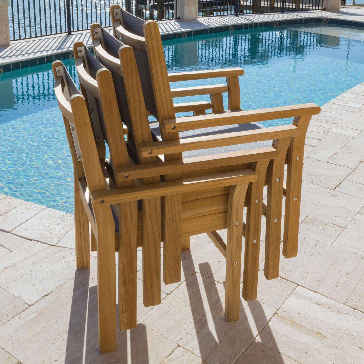 royalteak-captiva-gray-2 Royal Teak Collection Gray Captiva Sling Stackable Dining Arm Chair – CAPG
