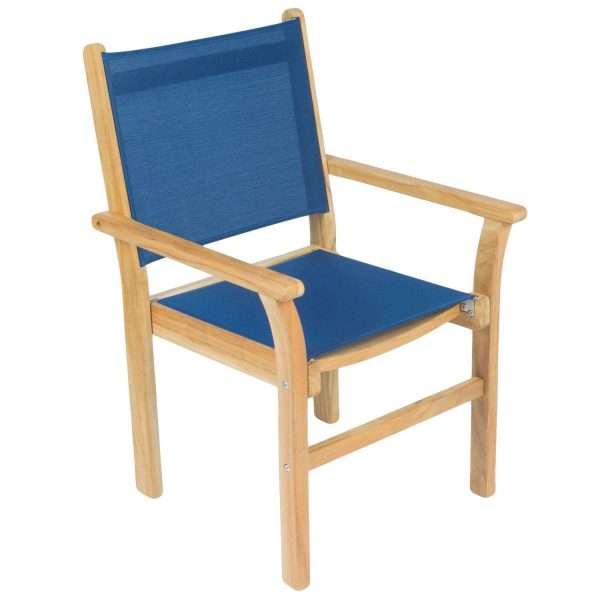 Royal Teak Collection Navy Captiva Sling Stackable Dining Arm Chair - CAPN