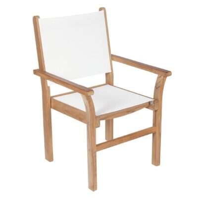 Royal Teak Collection White Captiva Sling Stackable Dining Arm Chair - CAPW