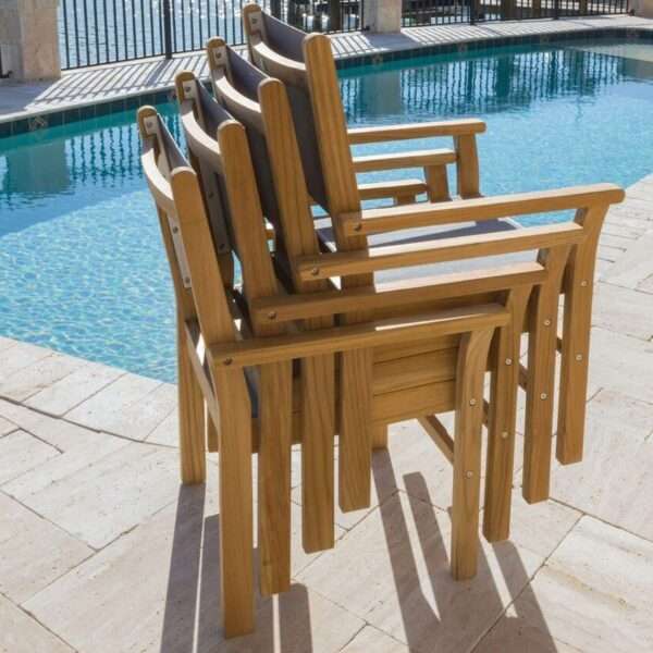 Royal Teak Collection White Captiva Sling Stackable Dining Arm Chair - CAPW