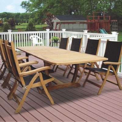 Royal Teak Collection Black Florida Sling Adjustable Arm Dining Chair