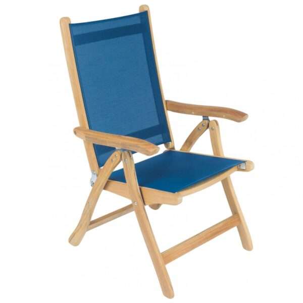 Royal Teak Collection Navy Florida Sling Adjustable Arm Dining Chair