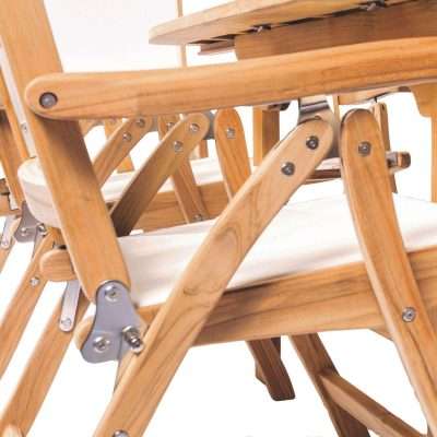 Royal Teak Collection Navy Florida Sling Adjustable Arm Dining Chair