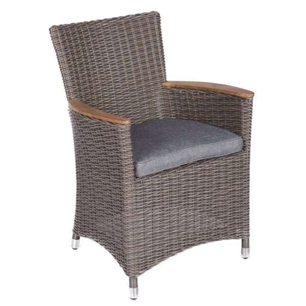 Royal Teak Collection Gray Helena Wicker Gray Cushion Dining Chair