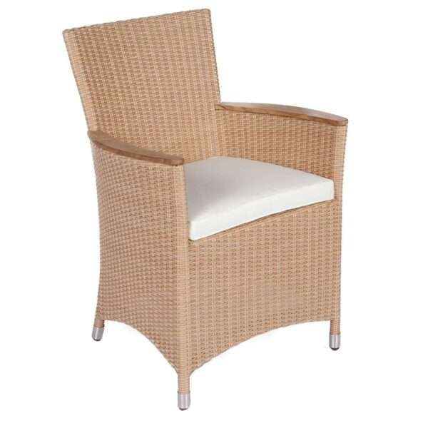 Royal Teak Collection Honey Helena Wicker White Cushion Dining Chair