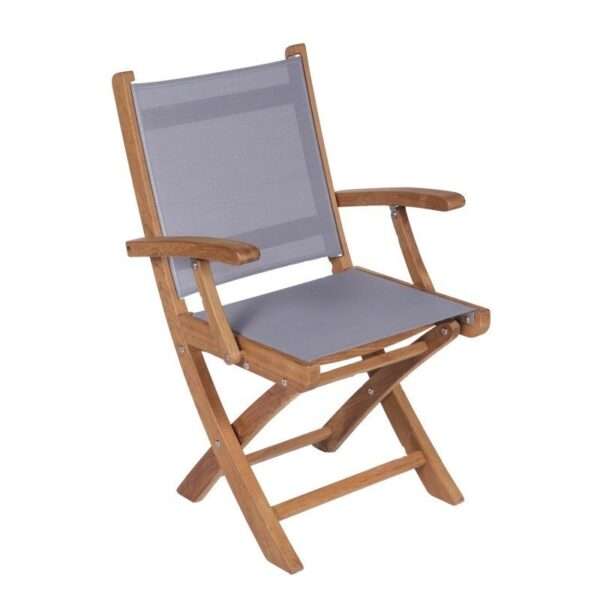 Royal Teak Collection Gray Sailmate Folding Arm Chair