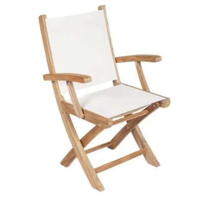 Royal Teak Collection White Sailmate Folding Arm Chair