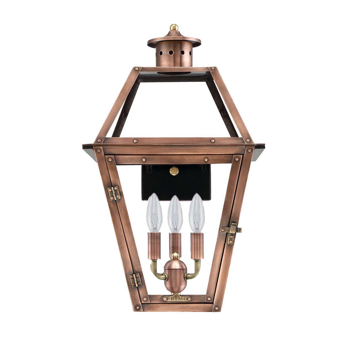 Primo Orleans Copper Outdoor Wall Lantern Triple light candelabra