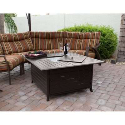 AZ Patio Heaters Square Bronze Slatted Fire Pit