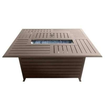 AZ Patio Heaters Rectangular Bronze Slatted Fire Pit