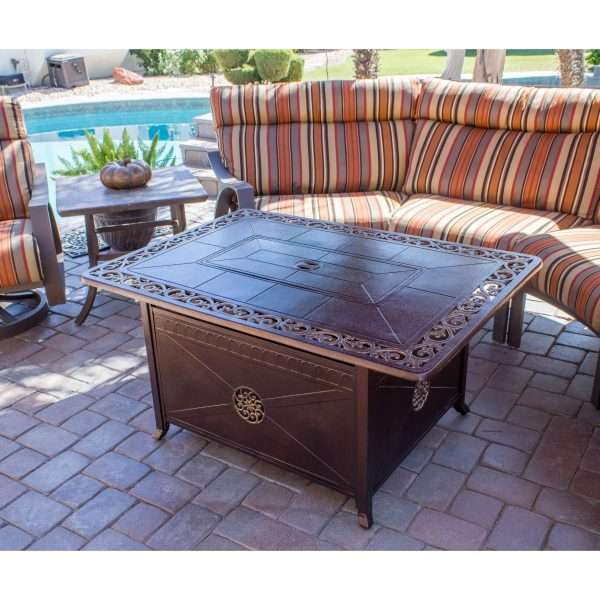 AZ Patio Heaters Rectangular Bronze Fire Pit