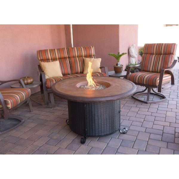 AZ Patio Heaters Round Faux Stone Fire Pit