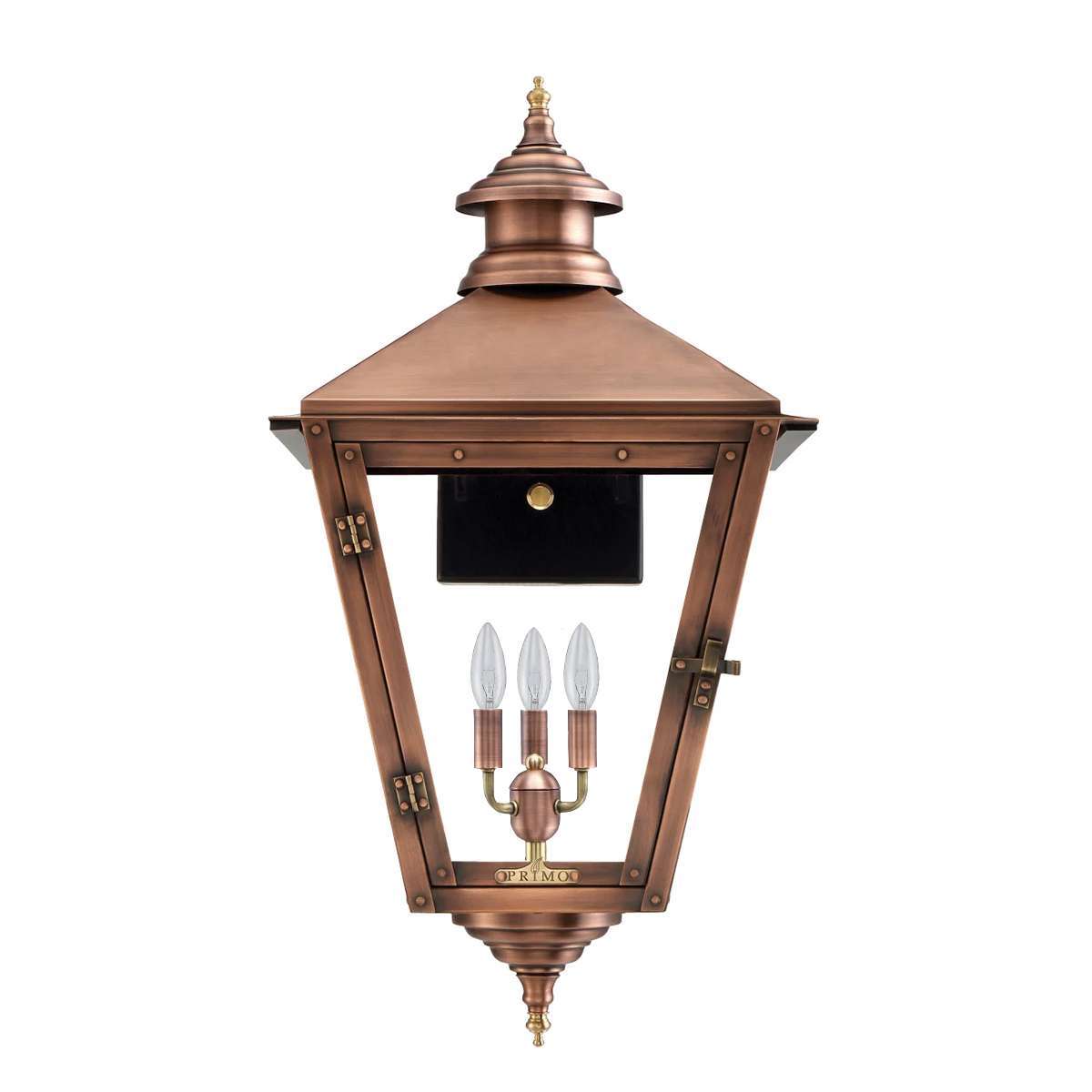 Primo Savannah Copper Outdoor Wall Lantern 3 light candelabra